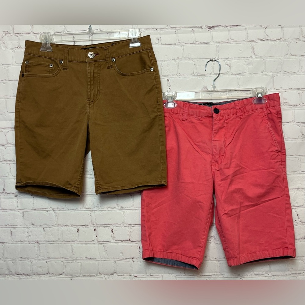 TWO Pairs of Flat Front Chino Shorts